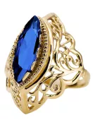 Žiedas Vintažinis stilius Sapyras 14k geltono aukso vrc017y